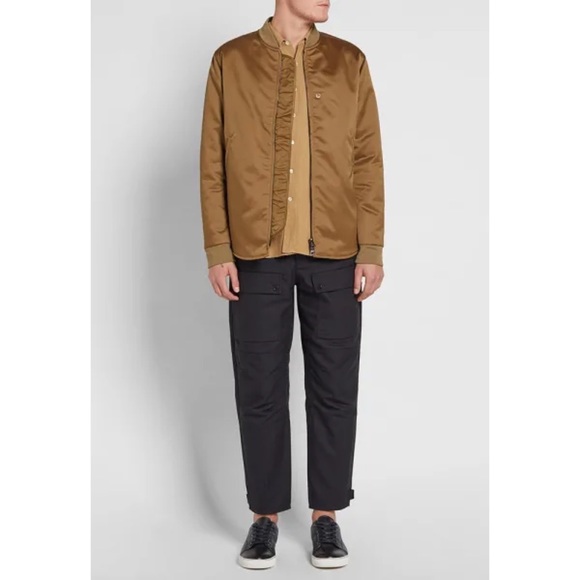 Acne Studios Men Mylon Matt Satin Bomber Jacket MA-1 Zip Up Brown Tan Size 48 - Picture 2 of 11